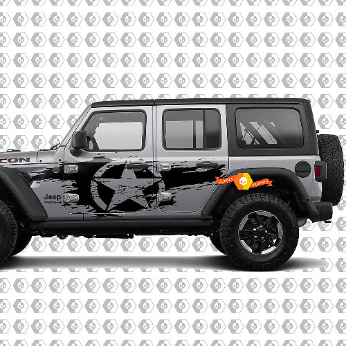 Distressed Star Side Vinyl Decal Kit for Jeep Wrangler Unlimited JL