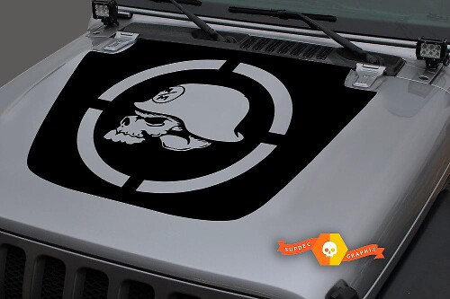 Military Skull Blackout Hood Vinyl Decal for Jeep Wrangler & Gladiator 