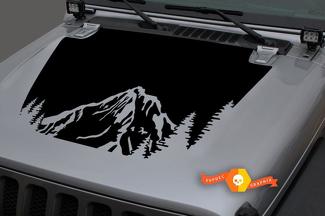 Jeep 2018-2021 Gladiator Wrangler JL JLU JT Hood Forest Mountains Vinyl Decal Sticker Graphic
