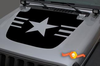 Jeep 2018-2021 Gladiator Wrangler JL JLU JT Hood Army Navy Air Force Star Military Vinyl Decal Sticker Graphic

