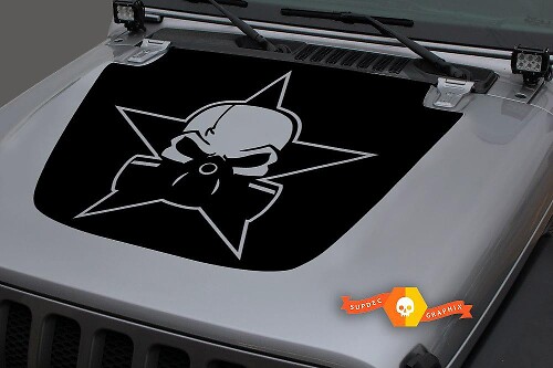 Skull Respirator Star Hood Vinyl Decal for Jeep Wrangler & Gladiator 
