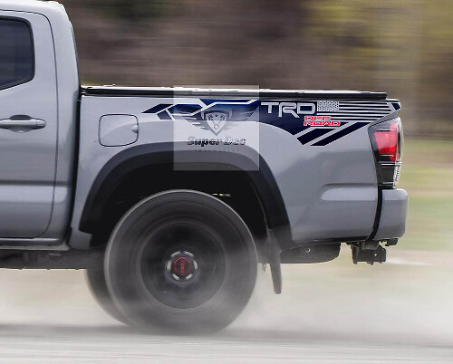 TRD Off Road USA Flag Bedside Vinyl Decals for Toyota Tacoma Tundra