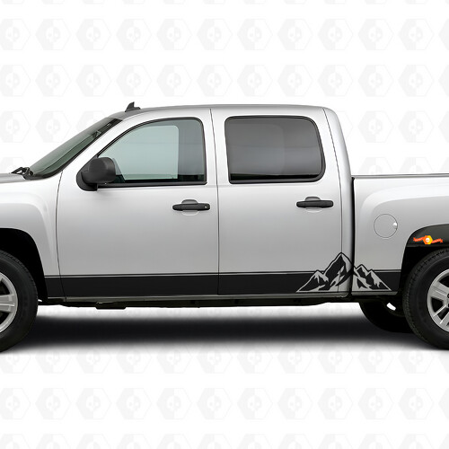 Layered Peaks Door & Rocker Panel Vinyl Stripes for Chevrolet Silverado 1500 GMT900 2007-2013