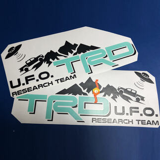 Pair of TRD UFO Research Team Side Vinyl Decals Stickers for Toyota Tacoma 2 colors
 1