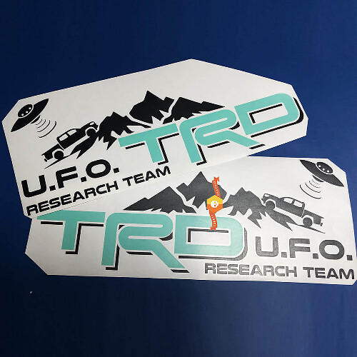 TRD-Style U.F.O. Research Team Bedside Vinyl Decal Sticker for Toyota Tacoma