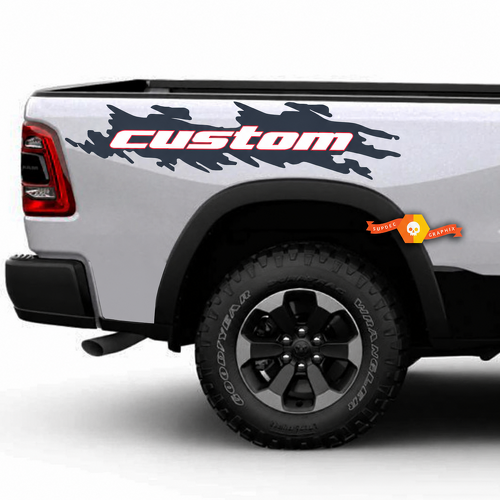 custom Three Color Splatter Pair Bedside Vinyl Decal for Dodge Ram