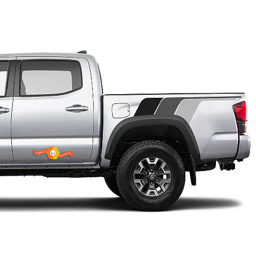 Retro Monochrome Style Stripes Bedside Vinyl Decal Sticker for Toyota Tacoma