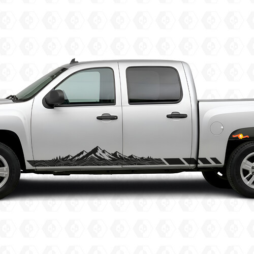 Mountain Topographic Door & Rocker Panel Vinyl Stripes for Chevrolet Silverado 1500 GMT900 2007-2013