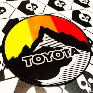 New Toyota Sun Mountains Vintage Colors Badge Emblem Domed Decal with High Impact Polystyrene

