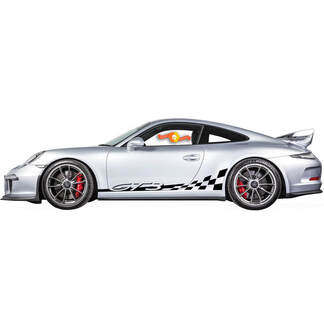 Porsche 911 GT3  Checkered Side Stripes Kit Decal Sticker
