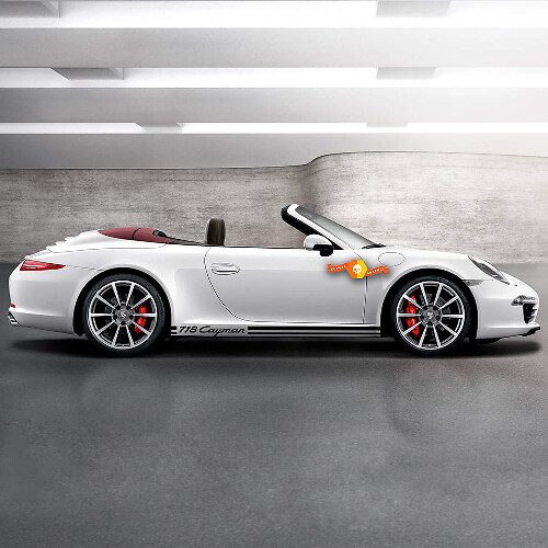 Cayman Lettering Side Thresholds Stripes Decal Sticker For Porsche 718 Cayman