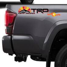 Pair of TRD 4x4 Off road with Mountains Vintage Sunset Retro Old Style Side Vinyl Stickers Decal fit to Tacoma Tundra 4Runner
 2