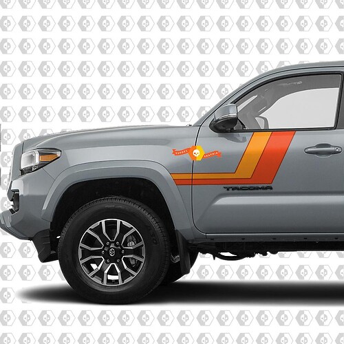 Dual Retro Stripes Side Door Vinyl Decal Sticker for Toyota Tacoma 2016-2020