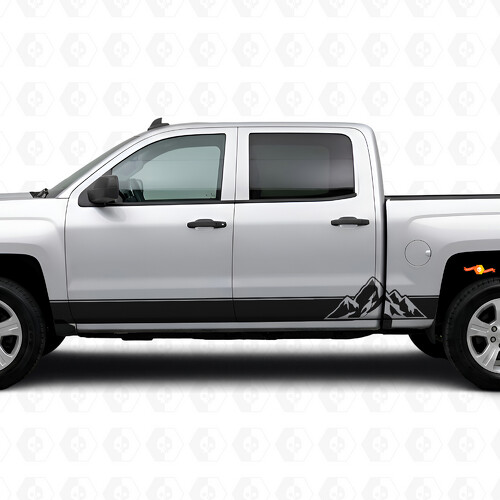 Layered Peaks Door & Rocker Panel Vinyl Stripes for Chevrolet Silverado 1500 K2XX 2014-2019_1