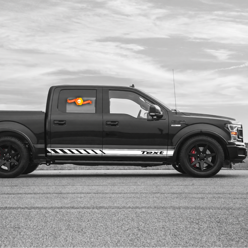 Text Triple Stripe Pair Rocker Panel Vinyl Decal Sticker for Ford F-150 2009-2020