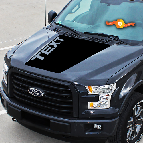 TEXT Center Blackout Hood Vinyl Decal Sticker for Ford F-150 2015-2018