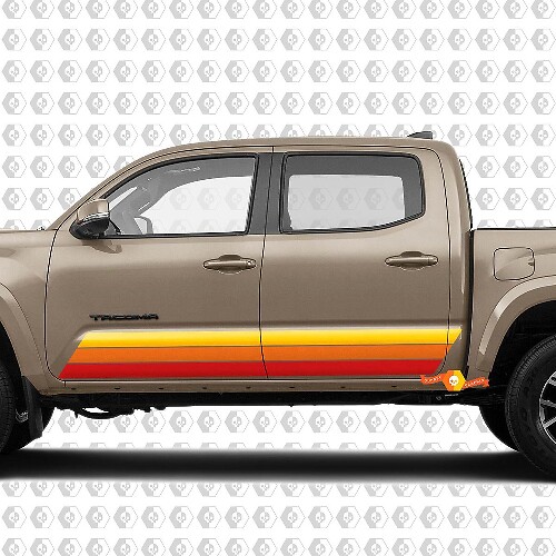 Retro Rocker Panel Stripes Vinyl Decal Kit for Toyota Tacoma 2016-2020