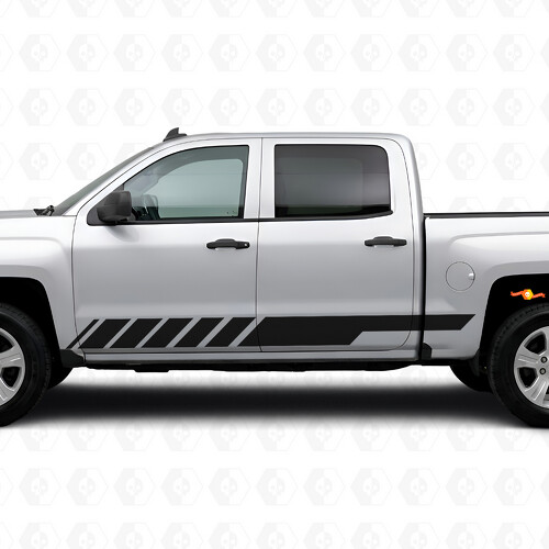 Slanted Racing Door & Rocker Panel Vinyl Stripes for Chevrolet Silverado 1500 K2XX 2014-2019_1
