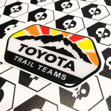 2 Stickers Decals Toyota Trail Teams Mountains Vintage Sun Colors Badge Emblem Domed Decal
 3