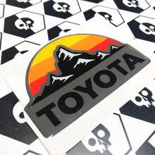 Pair Toyota Vintage Sunset Mountain Domed Badge Decals_2