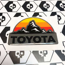 Pair Toyota Vintage Sunset Mountain Domed Badge Decals_3