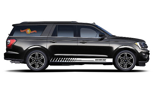 Racing Stripes with Custom Text Body Side Rocker Panel Vinyl Decal Sticker for Ford Expedition