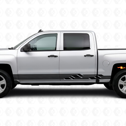 Angular Lightning Door & Rocker Panel Vinyl Stripes for Chevrolet Silverado 1500 K2XX 2014-2019