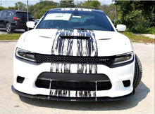 Punisher Skull Mud Splash Hood & Side Vinyl Decal Set for Dodge Challenger Charger_2