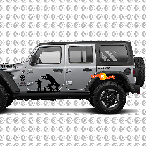 Band of Brothers Military Style Hood & Side Vinyl Decal Kit for Jeep Wrangler