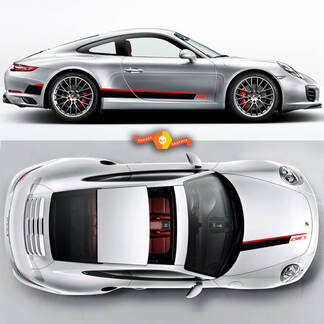 Csr Hood and Rocker Panel Graphic Decals Set Stripes For Porsche Carrera Cayman Boxster Or Any Porsche
