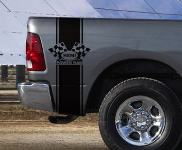 Dodge Ram Truck HEMI POWER RAM 2 STRIPE KIT Vinyl Decal Sticker
