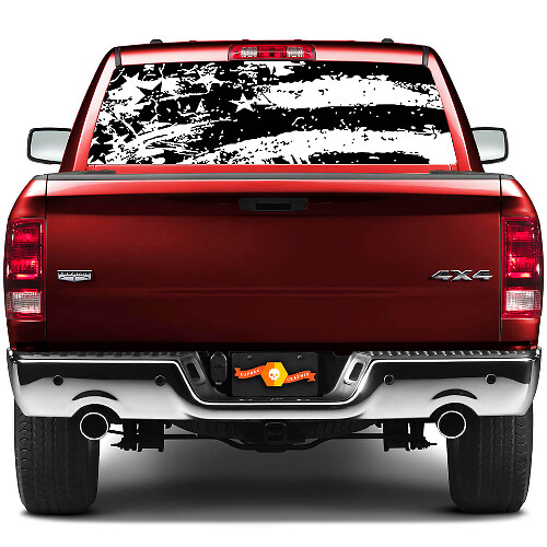 Distressed American Flag Rear Window Vinyl Decal for Trucks
