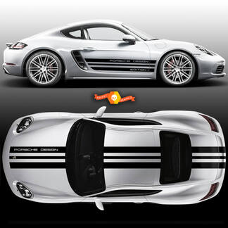 One Color Sport Cup Edition 1 Graphic Decals Kits Racing Stripe Over The Top Roof Porsche and Racing Stripes For Carrera Or Any Porsche
