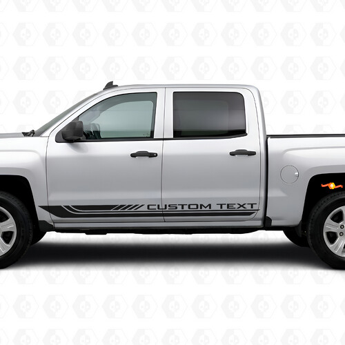 Custom Text Frame Door & Rocker Panel Vinyl Stripes for Chevrolet Silverado 1500 K2XX 2014-2019_1