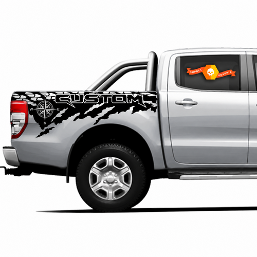 CUSTOM Tire Track Compass Pair Bedside Vinyl Decal Sticker for Ford Ranger