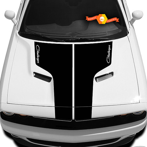Dodge Challenger Hood T Decal With Inscription Challenger Sticker Hood graphics fits to models 09 - 14
