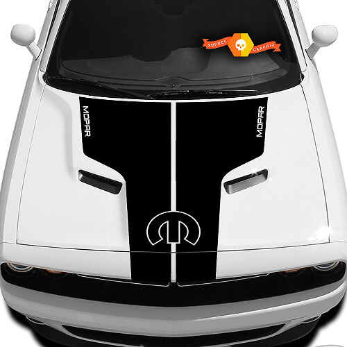 Hood T Decal With Inscription Sticker 2 Bonnet graphics for Dodge Challenger