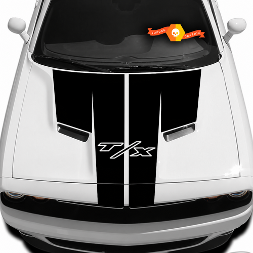 T/X Split T Panel Stripe Hood Vinyl Decal Sticker for Dodge Challenger 2009-2014