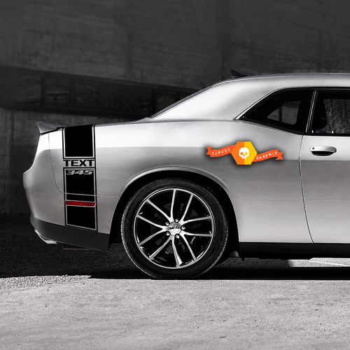 345 Hemi Style Custom TEXT Tail Band Kit Rear Fender Trunk Rear Bumper Vinyl Decal Sticker for Dodge Challenger