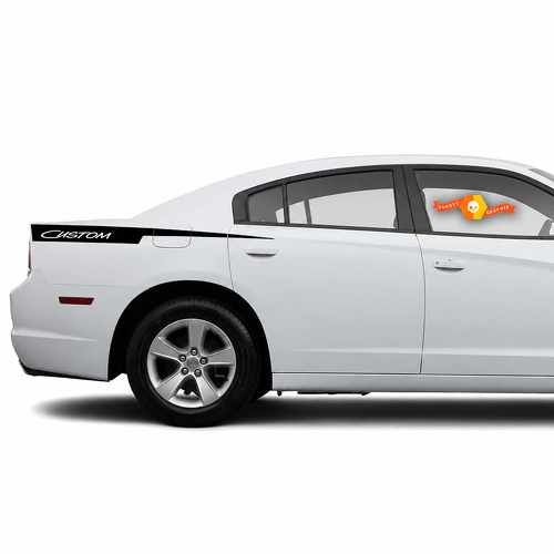 CUSTOM Script Razor Stripe Pair Side Vinyl Decal Sticker for Dodge Charger 2011-2014