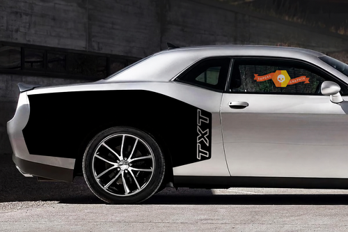 TXT Outline Billboard Pair Side Rear Fender Vinyl Decal Sticker for Dodge Challenger 2009-2015
