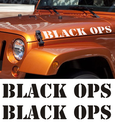 2 BLACK OPS Vinyl Hood Jeep Wrangler Rubicon Decal Sticker