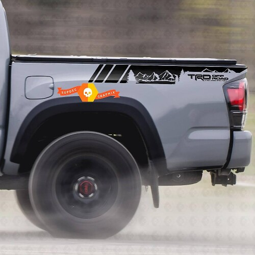 TRD Off Road Mountains Stripes Bedside Vinyl Decal Sticker for Toyota Tacoma