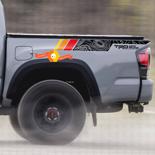 Topographic Map Vintage Style Rear Side Vinyl Stickers Decal For Toyota Tacoma 2005–2020 1