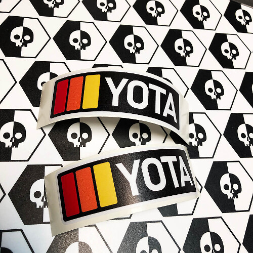 2 TRD YOTA Vintage Sunset Retro Old Style Vinyl Stickers Decal fit to Toyota 4Runner Tacoma FJ Cruiser
