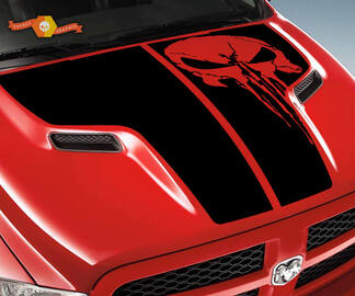 Dodge 2010 2018 fits Ram 1500 2500 Rebel Punisher Skull Rebel Hood Logo Truck Vinyl Decal Graphic Pick Up Pickup
