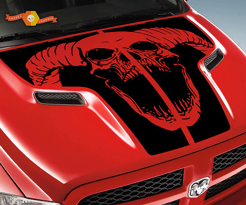 Ram Skull Hood Graphic Vinyl Decal for Dodge Ram 1500 2500 2010-2018