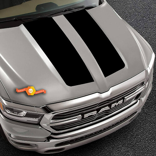 Twin Blackout Hood Stripes Vinyl Decal Kit for Dodge Ram 1500 2019-2020