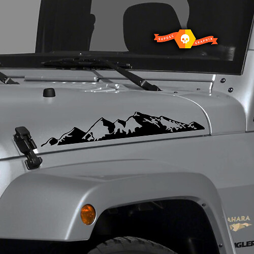 Mountain Range Hood Vinyl Decal Pair for Jeep Wrangler