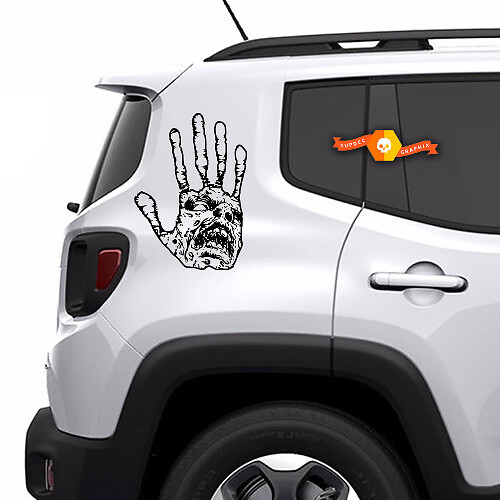 2x Zombie Hand Skull Apocalypse Undead Horror Window Bed SUV Hood Door Graphic Vinyl Decal Truck Car Pickup Sticker
